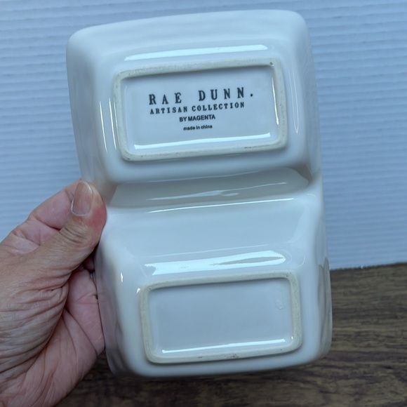 Rae Dunn Desk Organizer Notebook and Note Divided Dish White Dimples - Picture 11 of 15